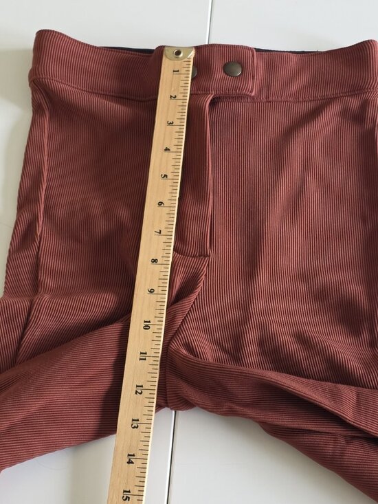 American Apparel Riding Pant M Rust Brown Ribbed Equestrian High Rise Stretch - Picture 5 of 16